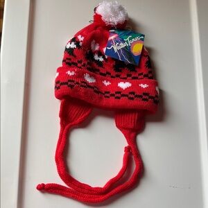 Vintage Weather Tamer Toddler Knit Winter Hat | Red Pom Beanie | NWT
